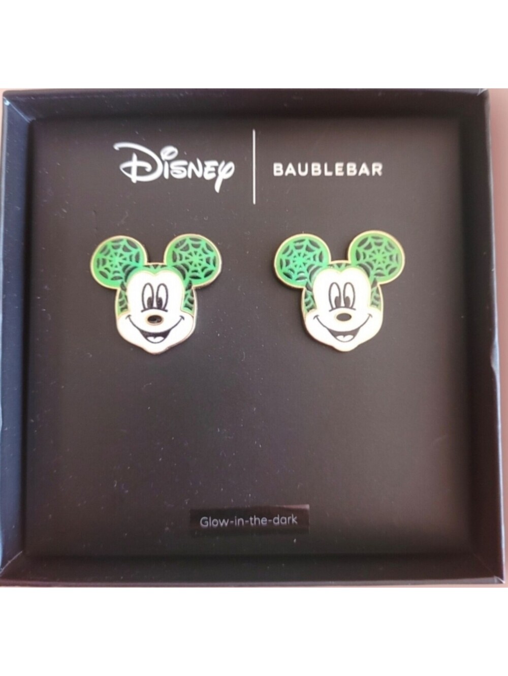 Baublebar Disney Mickey Mouse Halloween Spider Web Glow in the Dark Earrings